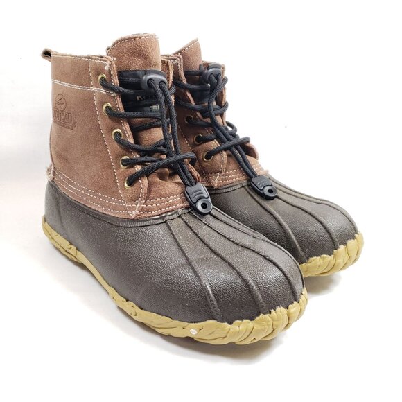 Redhead Duck Boots Women's Size 8 Flannel Lined Brown Rubber Leather - Picture 1 of 9